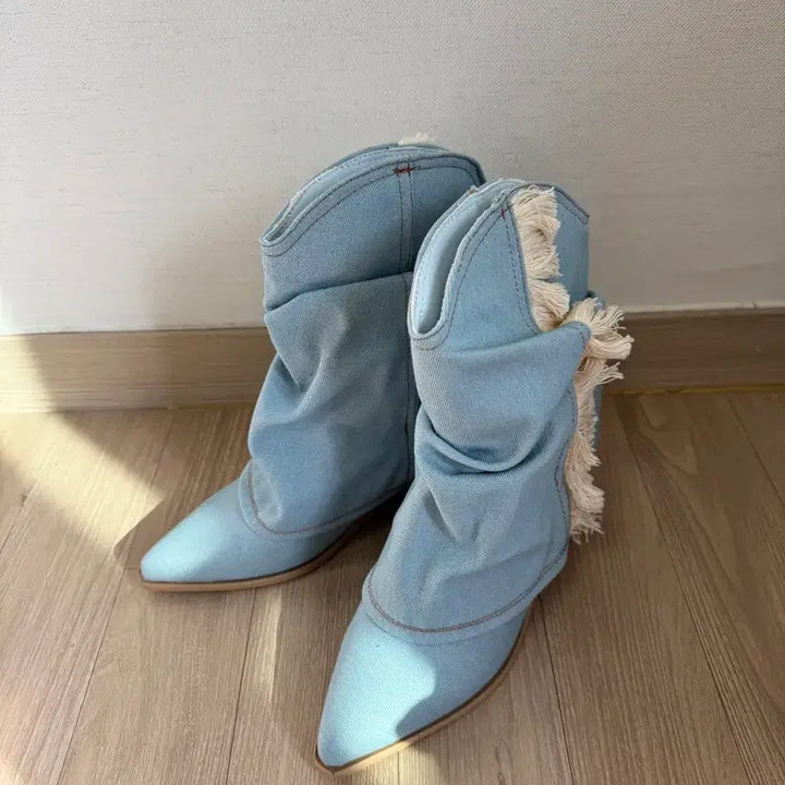 [BUNJANG] Denim Slouch Middle Boots / 새상품) 데님 슬라우치 미들 부츠