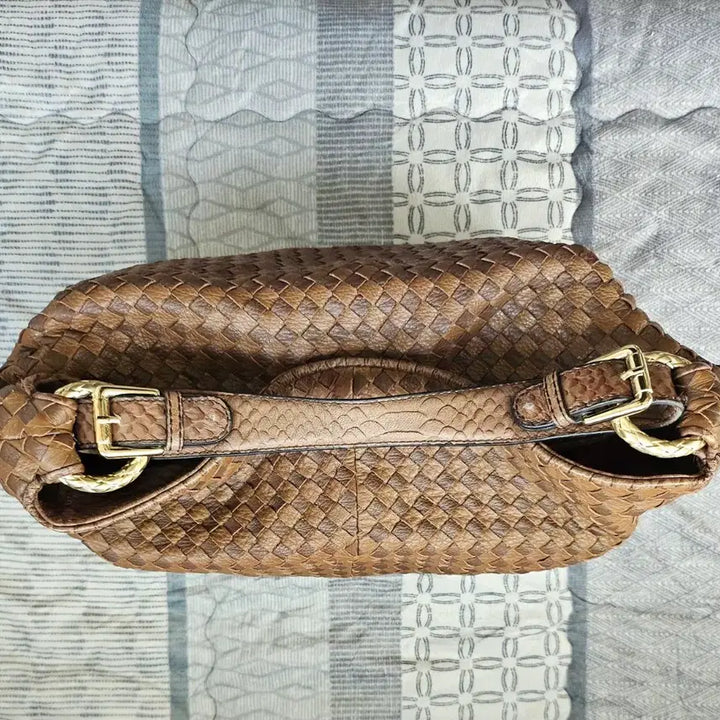 [BUNJANG] Morgan Weaving Brown Leather Tote Bag / 모르간 위빙 브라운 가죽 토트백