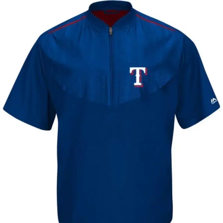 [BUNJANG] Majestic Authentic Cool Base On-Field Texas Rangers Short Sleeve Windbreaker (Size M/105) / 마제스틱 어센틱 쿨베이스 온필드 텍사스 레인져스 반팔바람막이 M(105)