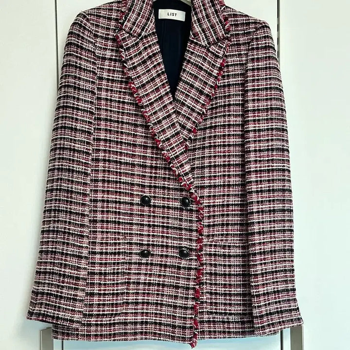 [BUNJANG] Tweed Check Double Breasted Blazer / 트위드 체크 더블 자켓