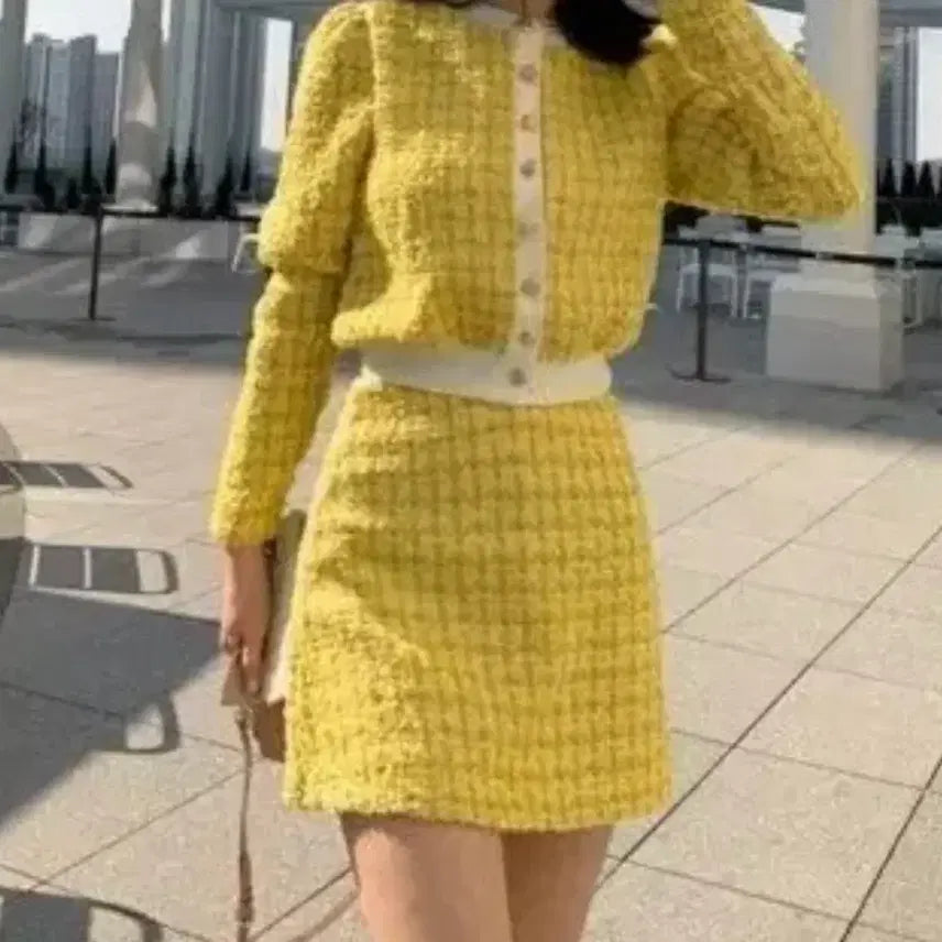 [BUNJANG] Mins Shop Yellow Tweed Set / 트위드 셋업