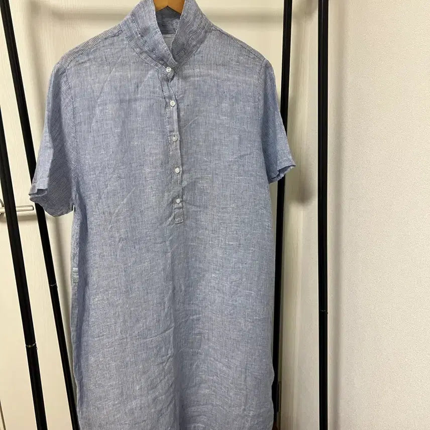 [BUNJANG] Linen Stripe Short Sleeve Shirt / 린넨 스트라이프 반팔 셔츠 1197