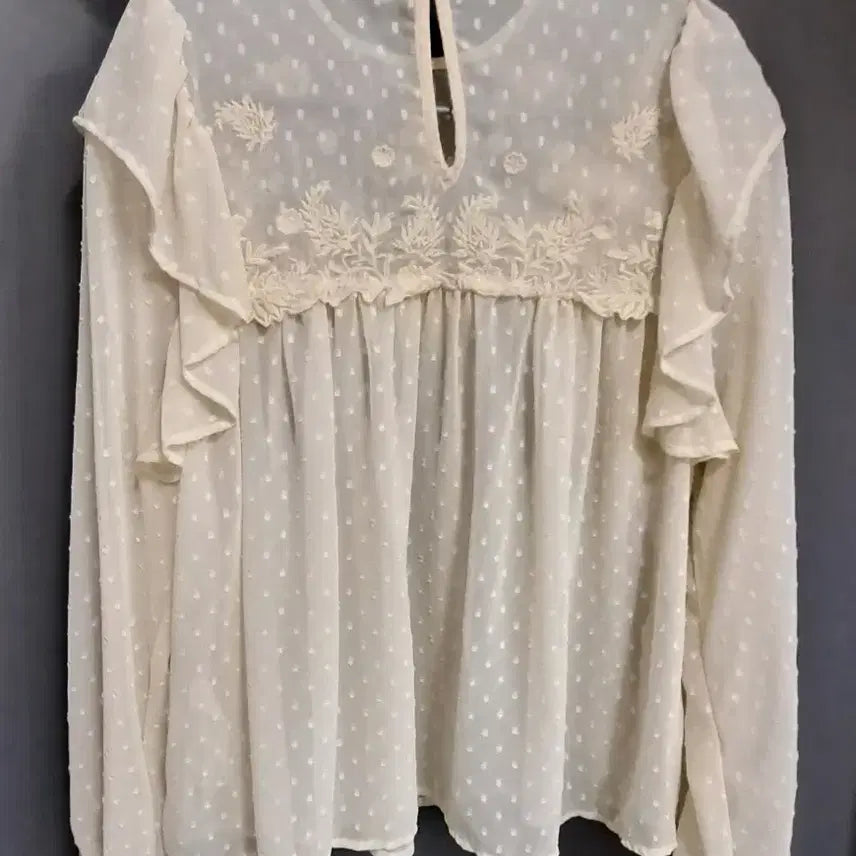 [BUNJANG] ZARA Lace Blouse Ivory / 자라 레이스 블라우스 아이보리
