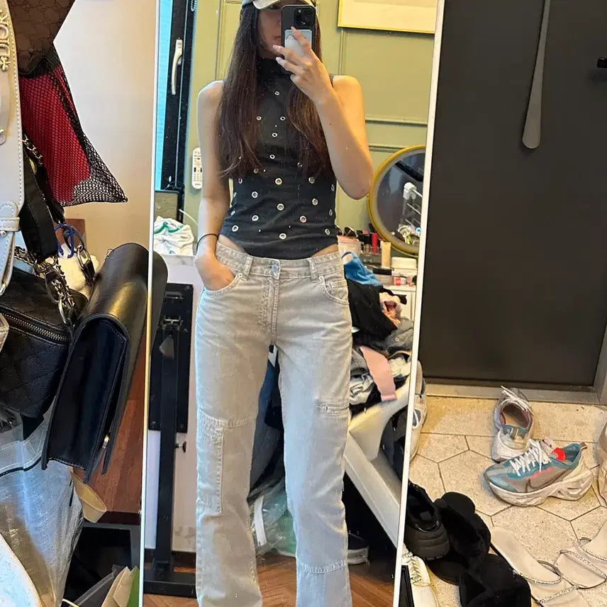 [BUNJANG] Zara Washed Perforated Bodysuit / zara 자라 워싱 펀칭 바디수트