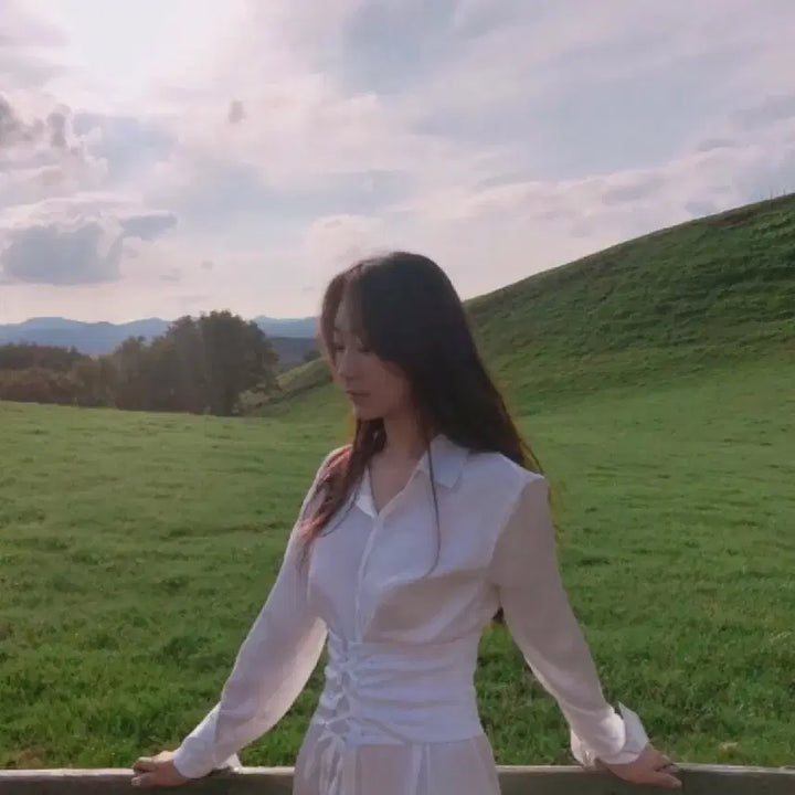 [BUNJANG] Satin Corset Long Shirt / 코르셋 섀틴 롱셔츠