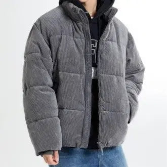 [BUNJANG] SPAO Corduroy Padding Jumper Charcoal / 스파오 코듀로이 패딩 점퍼 차콜 교신