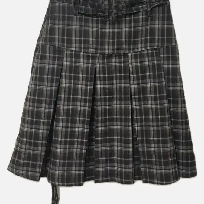 [BUNJANG] Fancy Club Formal Plaid Pleated Midi Skirt / 팬시클럽 포멀 버튼 플리츠 미디 스커트