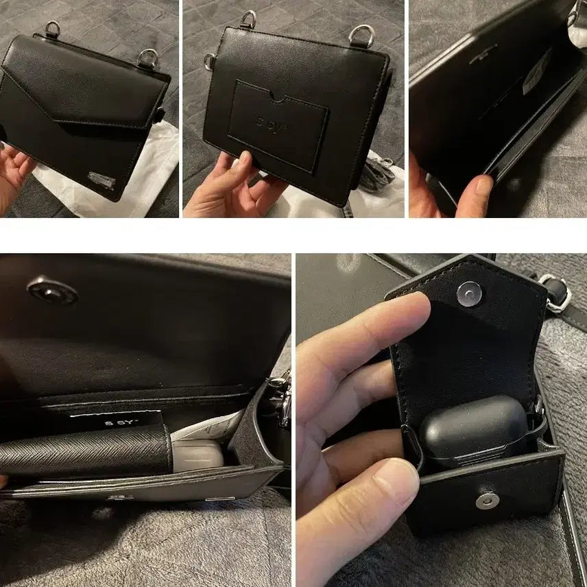 [BUNJANG] SSY Chelsea Square Leather Mini Crossbody Bag + AirPods Case / SSY 첼시 스퀘어 레더 미니 크로스백 + 에어팟 케이스