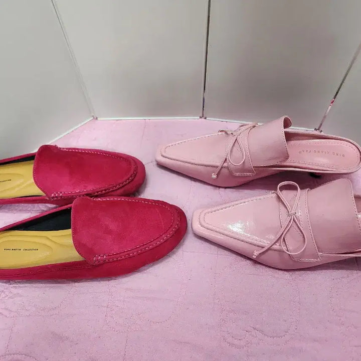 [BUNJANG] Magenta Hot Pink Loafers &amp; Light Pink Mules (Size 245-245.5) / 로퍼/뮬