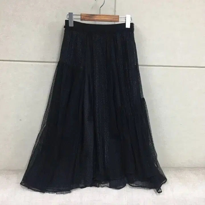 [BUNJANG] MINE Black Ruffled Long Skirt / 한섬 마인 MINE  블랙 캉캉 롱스커트 샤스커트