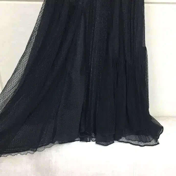 [BUNJANG] MINE Black Ruffled Long Skirt / 한섬 마인 MINE  블랙 캉캉 롱스커트 샤스커트