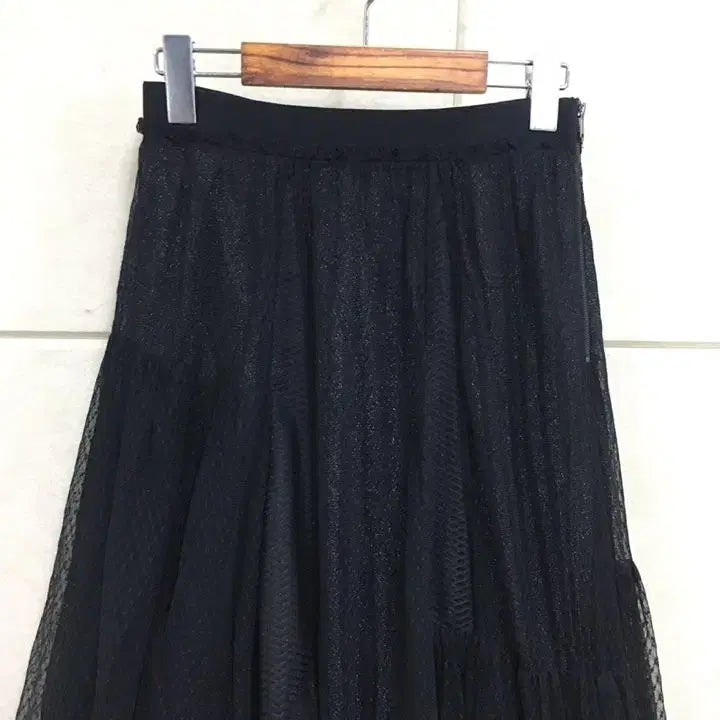 [BUNJANG] MINE Black Ruffled Long Skirt / 한섬 마인 MINE  블랙 캉캉 롱스커트 샤스커트