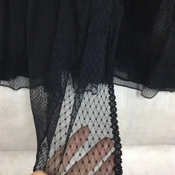 [BUNJANG] MINE Black Ruffled Long Skirt / 한섬 마인 MINE  블랙 캉캉 롱스커트 샤스커트