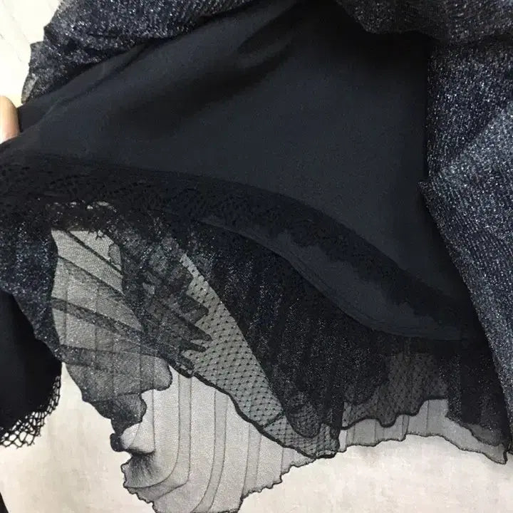 [BUNJANG] MINE Black Ruffled Long Skirt / 한섬 마인 MINE  블랙 캉캉 롱스커트 샤스커트