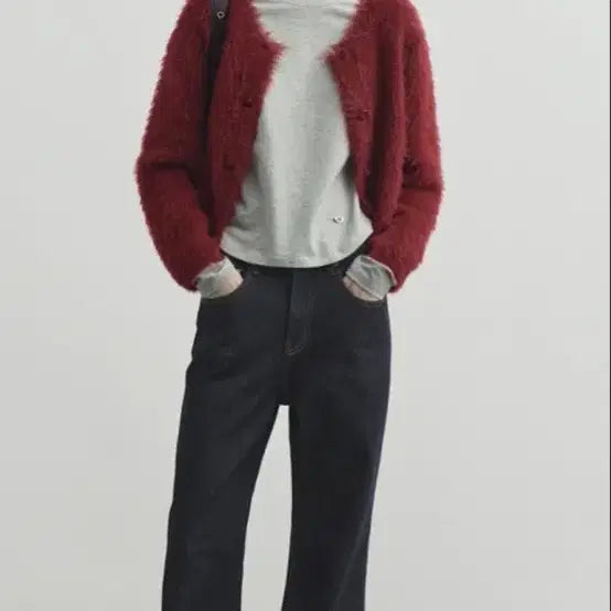 [BUNJANG] Mongdol Angora Crop Cardigan / 몽돌 앙고라 크롭 가디건