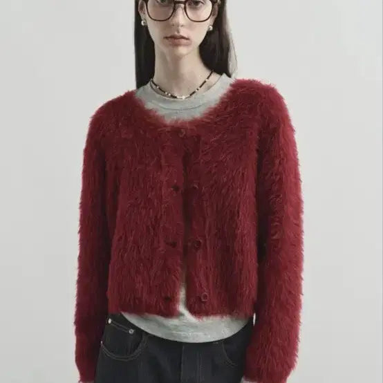 [BUNJANG] Mongdol Angora Crop Cardigan / 몽돌 앙고라 크롭 가디건
