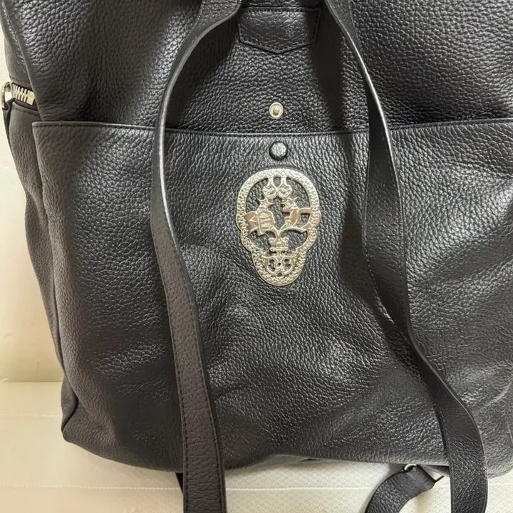 [BUNJANG] Black Leather Backpack / 블랙 가죽 백팩