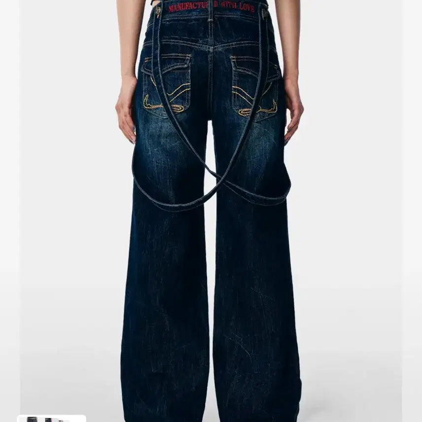 [BUNJANG] YYYELL Cross Strap Faded Denim Pants Blue / 와이이이엘 CROSS STRAP FADED DENIM PANTS BLUE
