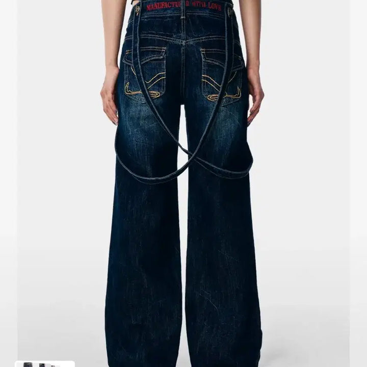 [BUNJANG] YYYELL Cross Strap Faded Denim Pants Blue / 와이이이엘 CROSS STRAP FADED DENIM PANTS BLUE