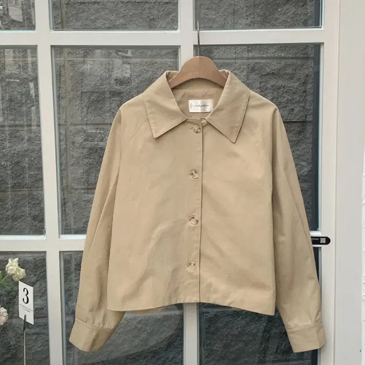 [BUNJANG] MaybeBaby Beige Short Trench Coat Jacket / 메이비베이비 베이지 숏 트렌치 코트 자켓 모던로브 퍼빗 하와 리에뜨 렌느