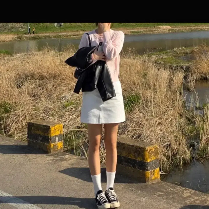 [BUNJANG] Mixxo Eight Seconds Zara White Cotton Mini Skirt / 화이트 코튼미니스커트 흰색 치마 XS/미쏘 에잇세컨즈 자라 김아홉