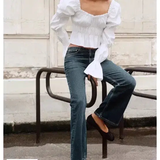 [BUNJANG] ZARA Balloon Sleeve Shirred Top - S / 자라 벌룬 슬리브 셔링 탑 s