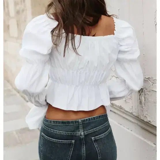 [BUNJANG] ZARA Balloon Sleeve Shirred Top - S / 자라 벌룬 슬리브 셔링 탑 s