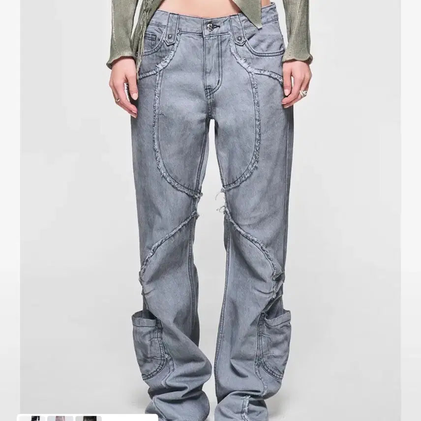 [BUNJANG] Yiel Shirring Cut-Off Boots Cut Pants / 와이이이엘 SHIRRING CUT-OFF BOOTS CUT PANTS