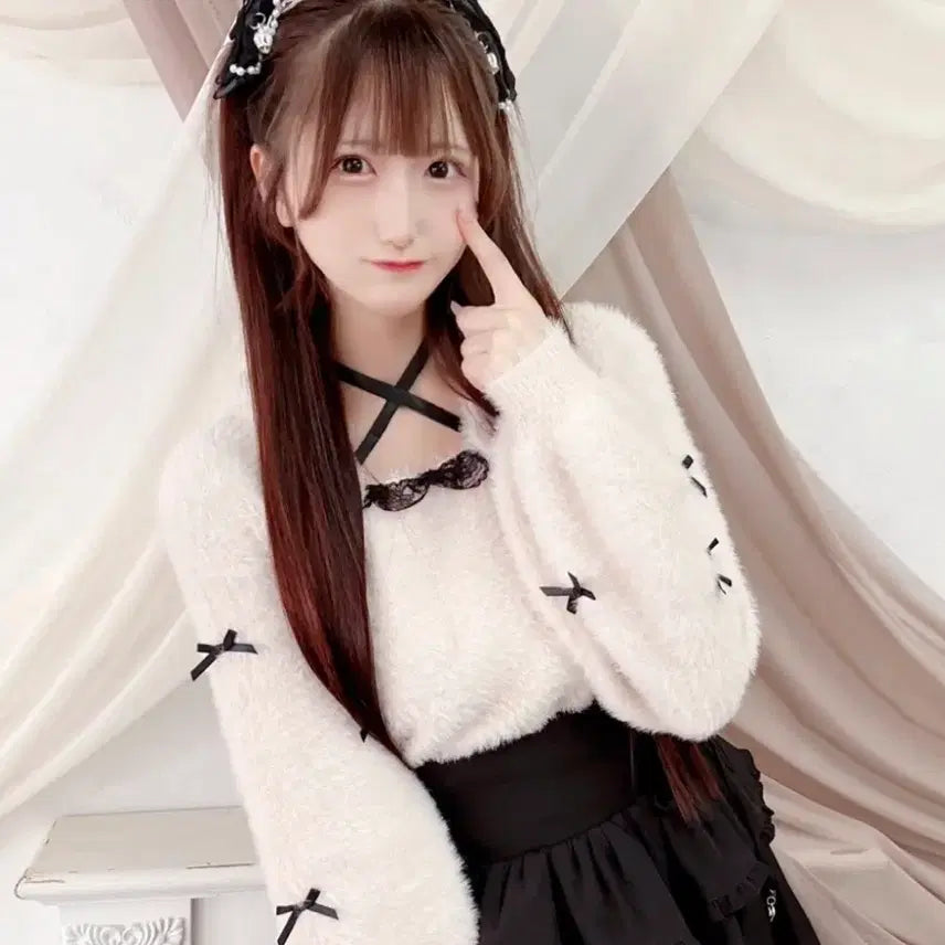 [BUNJANG] Mazke Furs Original Ribbon Knit / 정품 마즈 케이프 리본 니트