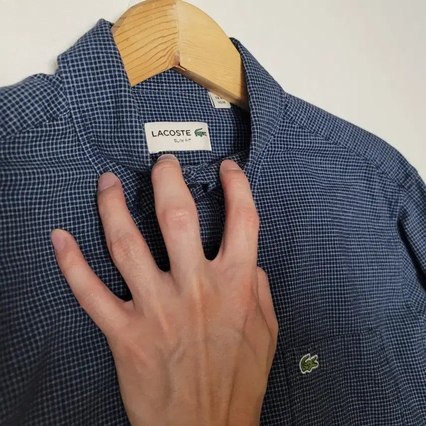 [BUNJANG] Lacoste Garment Check Shirt / 95-100 라코스테 가먼트 체크 남방 네이비블랙