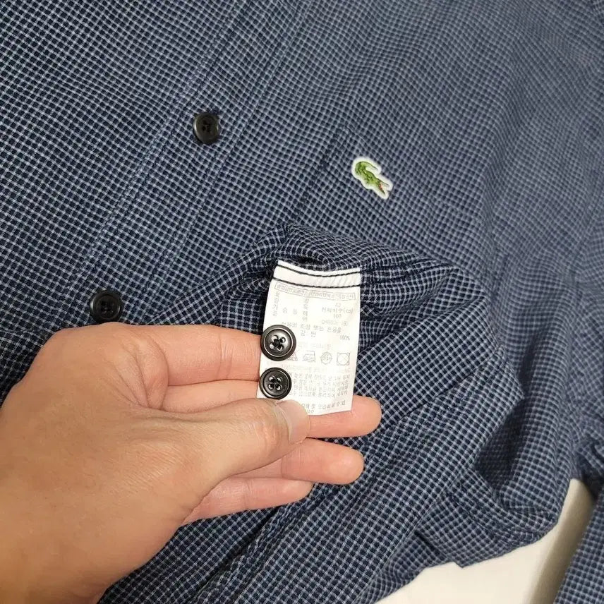 [BUNJANG] Lacoste Garment Check Shirt / 95-100 라코스테 가먼트 체크 남방 네이비블랙