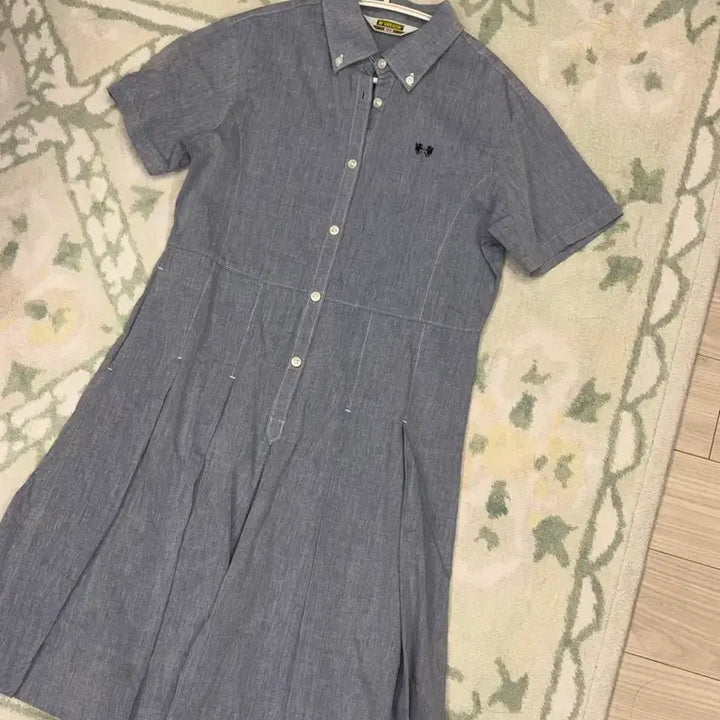 [BUNJANG] Short Sleeve Collar Shirt Pleated Dress / 반팔 카라 셔츠 플리츠 원피스