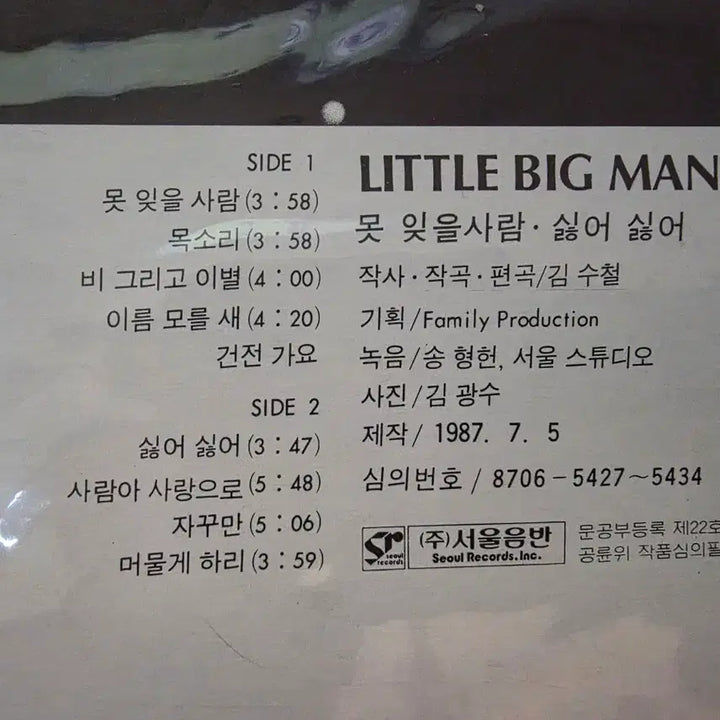 [BUNJANG] Kim Soo Chul Mot Ijeul Saram Unsealed LP / 김수철 못잊을 사람 미개봉 LP