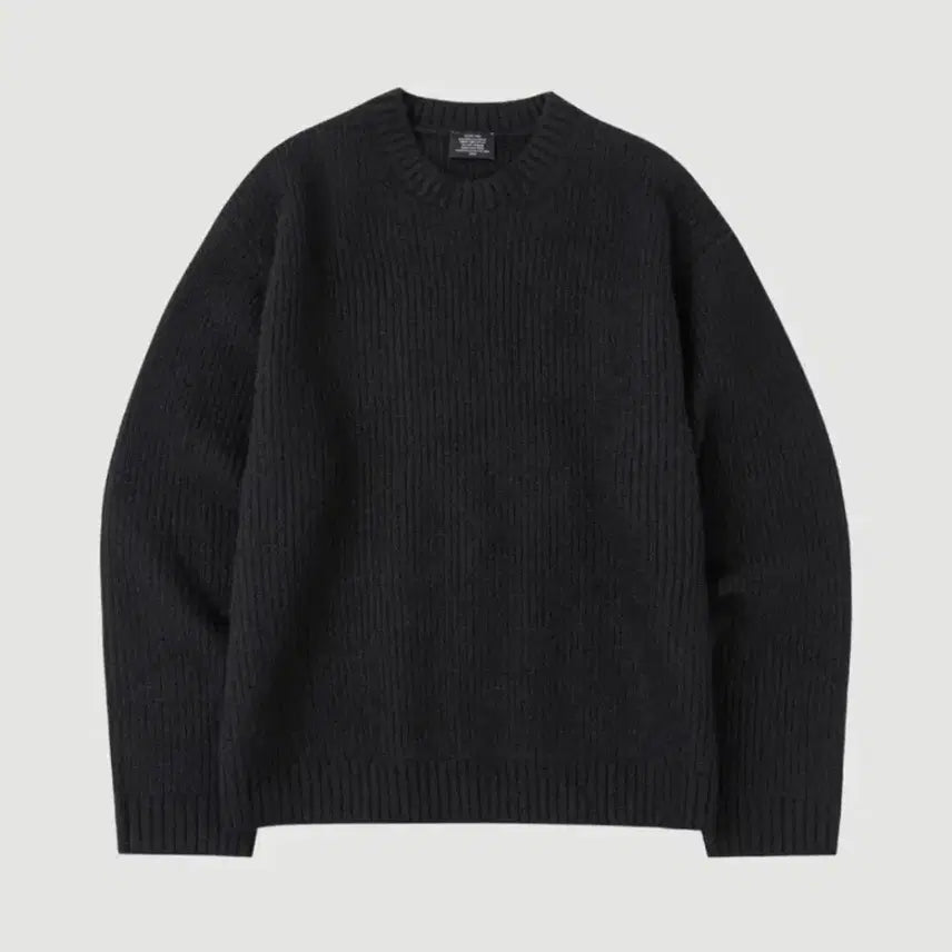 [BUNJANG] Heavy Rush Wool Round Knit Black / 헤비 러쉬 울 라운드 니트 블랙