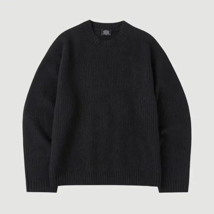 [BUNJANG] Heavy Rush Wool Round Knit Black / 헤비 러쉬 울 라운드 니트 블랙