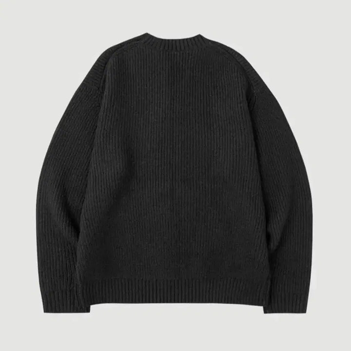 [BUNJANG] Heavy Rush Wool Round Knit Black / 헤비 러쉬 울 라운드 니트 블랙