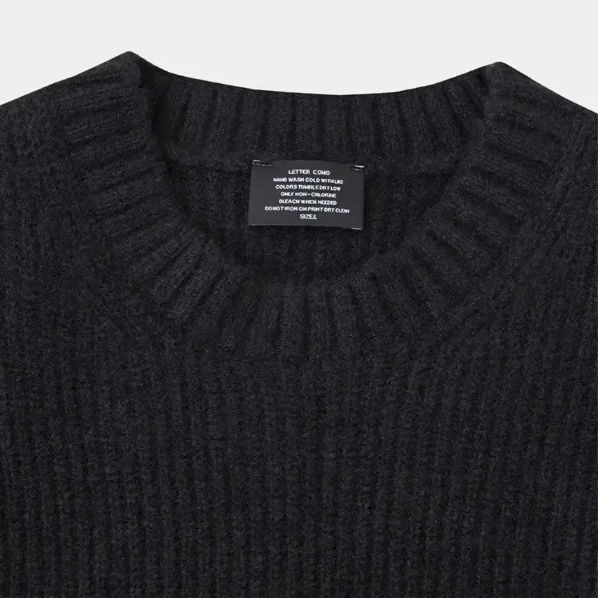 [BUNJANG] Heavy Rush Wool Round Knit Black / 헤비 러쉬 울 라운드 니트 블랙