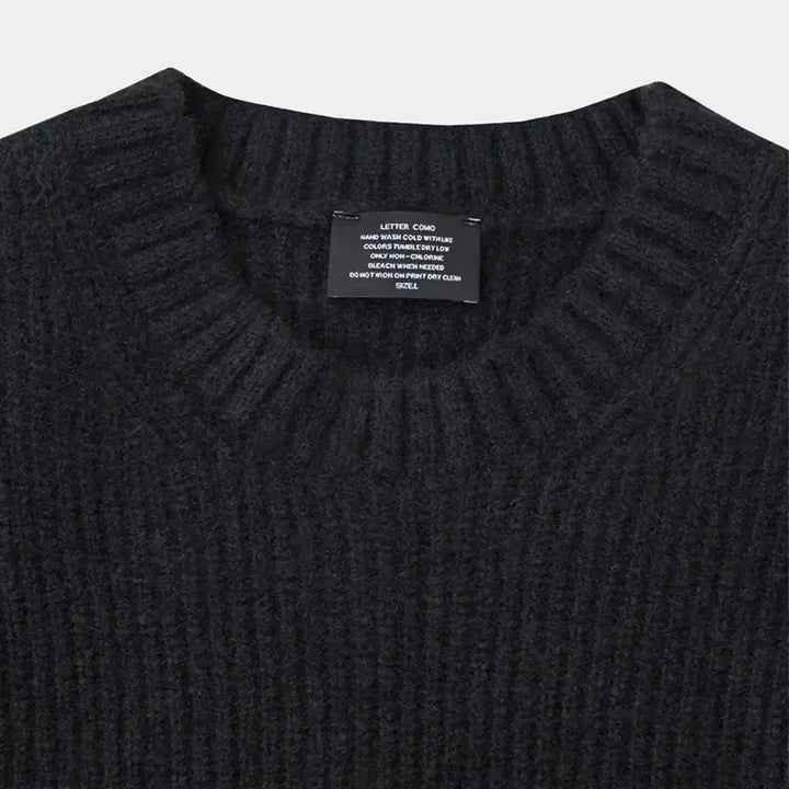 [BUNJANG] Heavy Rush Wool Round Knit Black / 헤비 러쉬 울 라운드 니트 블랙