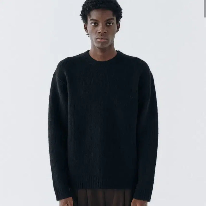 [BUNJANG] Heavy Rush Wool Round Knit Black / 헤비 러쉬 울 라운드 니트 블랙