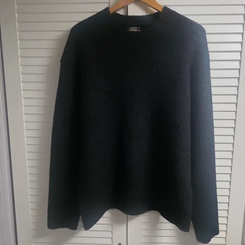 [BUNJANG] Heavy Rush Wool Round Knit Black / 헤비 러쉬 울 라운드 니트 블랙