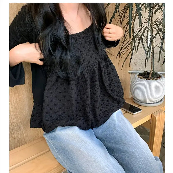 [BUNJANG] Iringmarket Volume Sleeveless Blouse Black / 아이링마켓 제작 볼륨 나시 블라우스 블랙
