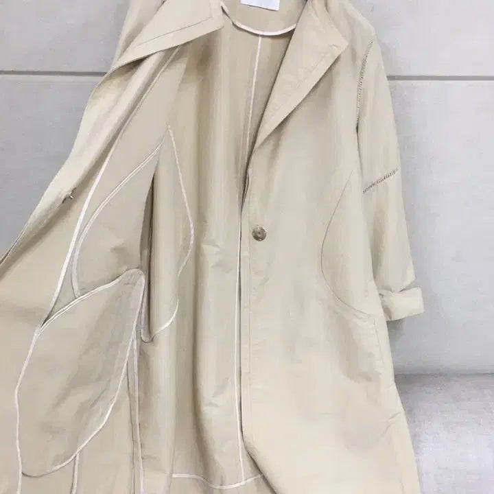 [SOLD OUT] SJSJ 베이지 루즈핏 벨트  면 +마자켓 트렌치 코트