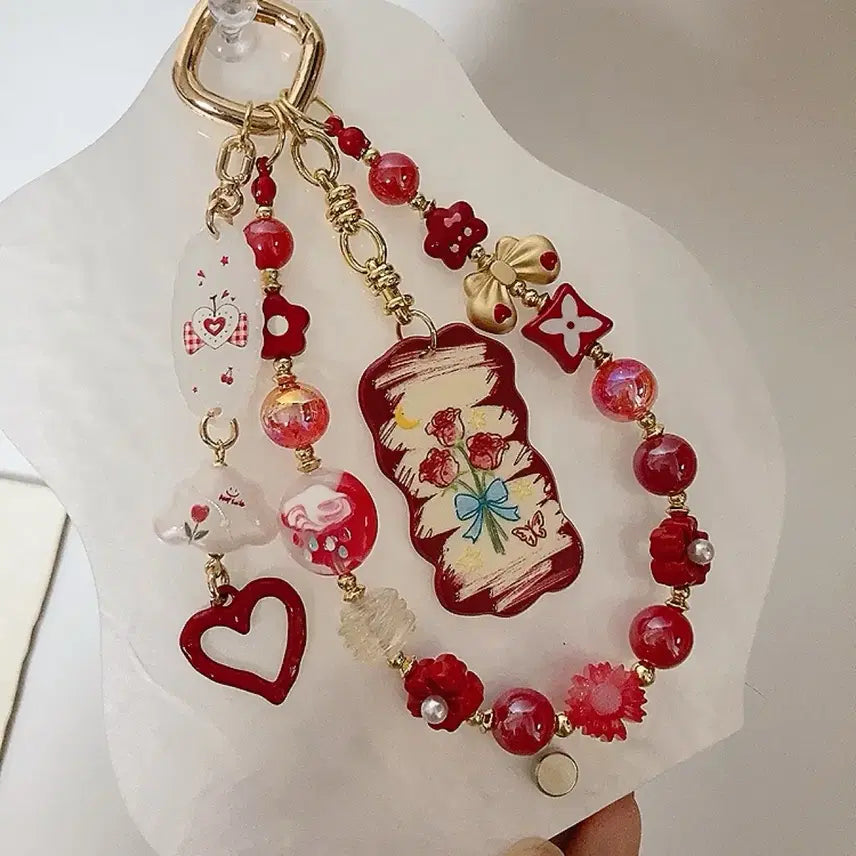 [SOLD OUT] 레드 장미펜던트 골드 키링