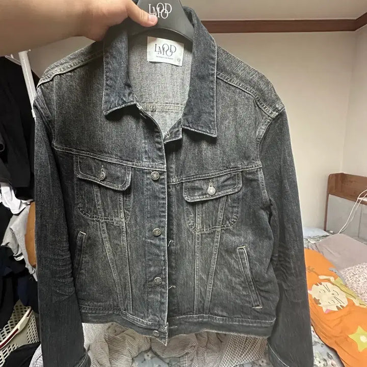 [BUNJANG] Elmood Bourbon Denim Trucker Jacket / 엘무드 버번 데님 트러거자켓 블루블랙 48