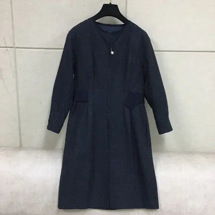 [BUNJANG] Mine Navy Tweed Midi Dress Zip-up Style / (66)한섬 마인MINE 네이비 트위드 미디원피스 집업스타일