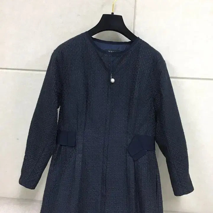 [BUNJANG] Mine Navy Tweed Midi Dress Zip-up Style / (66)한섬 마인MINE 네이비 트위드 미디원피스 집업스타일
