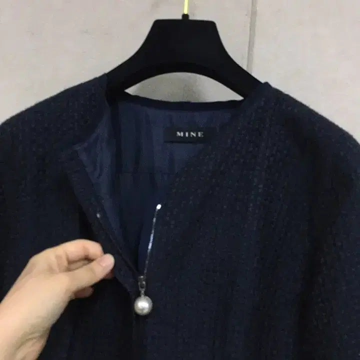[BUNJANG] Mine Navy Tweed Midi Dress Zip-up Style / (66)한섬 마인MINE 네이비 트위드 미디원피스 집업스타일