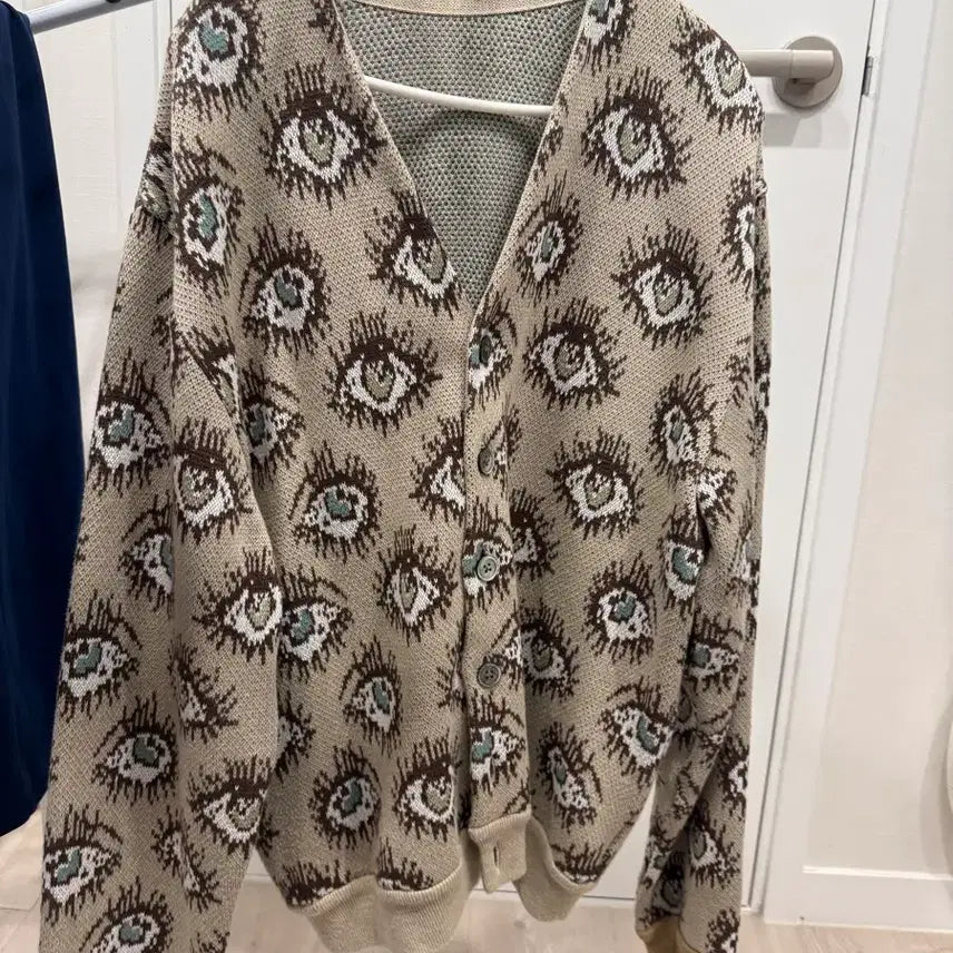 [BUNJANG] Kapital 8G Jacquard Knit Speakeasy Pattern Short Cardigan / 캐피탈 8G 자카드 니트 스피크이지 패턴 숏 가디건 엔진