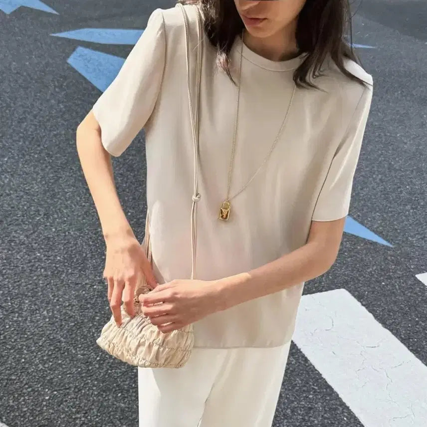 [BUNJANG] orr Blouse &amp; Pants Set Beige S / 오르 orr 루 블라우스 루 팬츠 세트 베이지 S