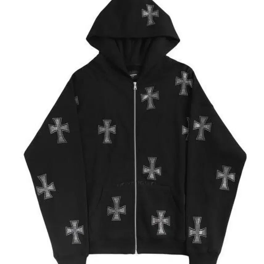 [BUNJANG] Unknown London Rhinestone Cross Zip-Up Hoodie / Unknown London 언노운런던 라인스톤 십자가 후드집업 지뢰 파
